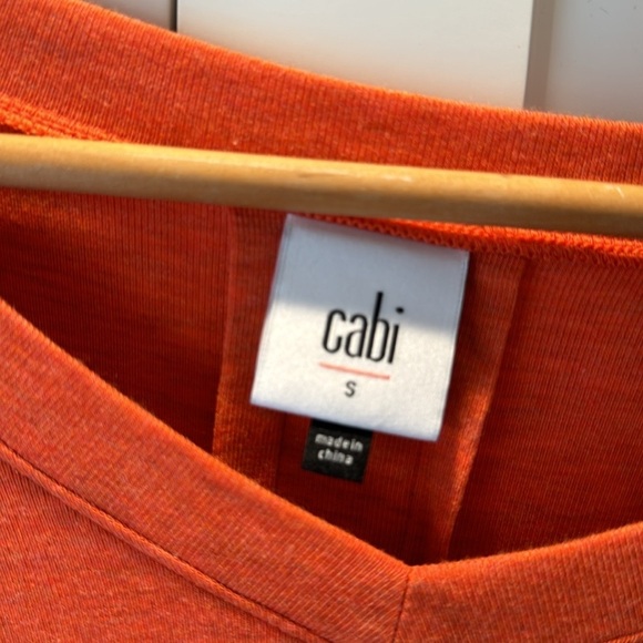 Cabi Shirt Women’s Orange With Gray Stripes Small S Long Sleeve Hang Out  Top - Picture 2 of 9